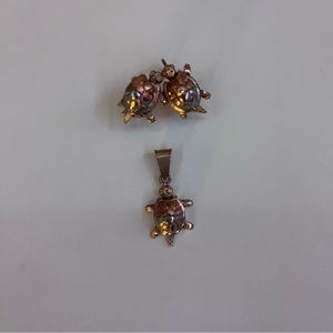turtle earrings and pendant set